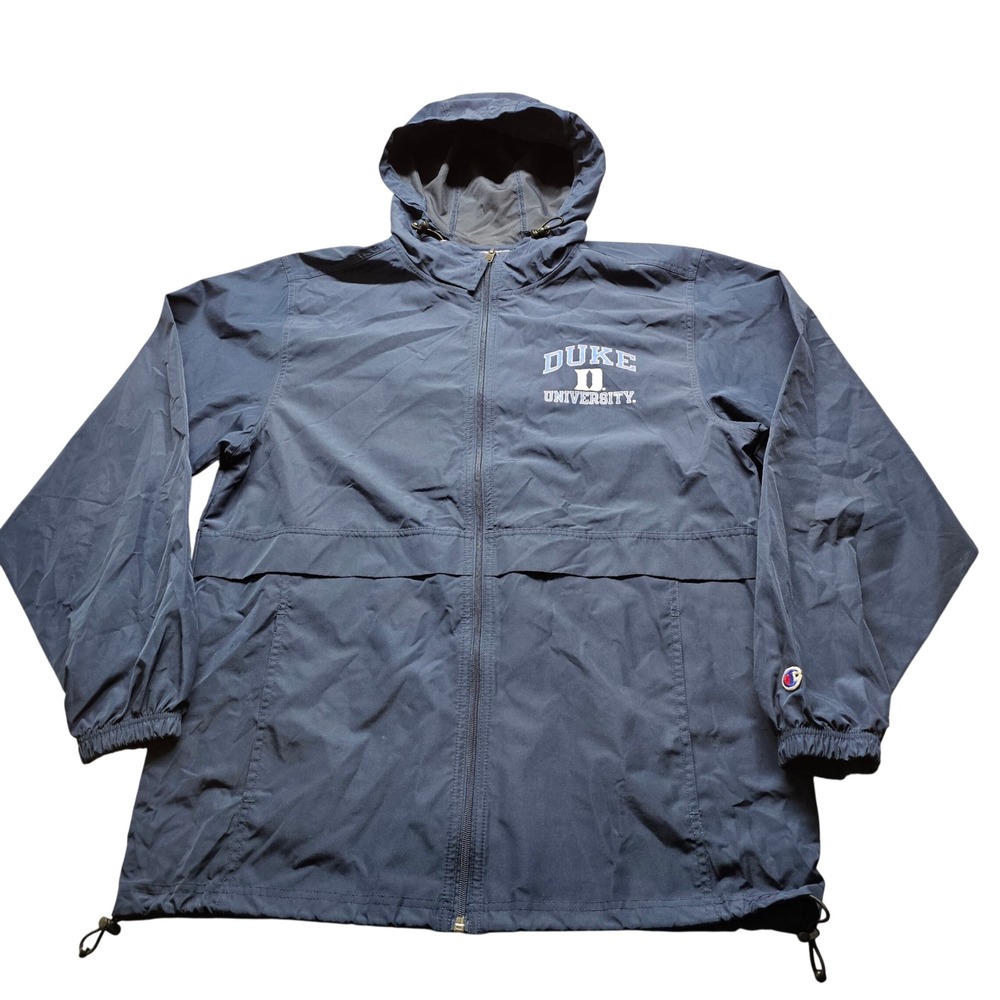 Duke Champion Windbreaker Jacket Mens Medium Navy Blue NCAA Basketball Full Zip